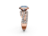 Rose gold Fancy Blue Radiant  Cut Halo Split Shank Prong Setting Ring_63