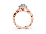 Rose gold Fancy Blue Radiant  Cut Halo Twisted Band Four-Prong Ring_23