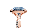 Rose gold Fancy Blue Radiant  Cut Halo Twisted Band Four-Prong Ring_25
