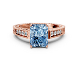 Rose gold Fancy Blue Radiant  Cut Milgrain Channel Set Engagement Ring with Solitaire Prong Setting_49