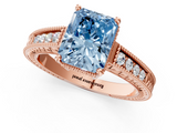Rose gold Fancy Blue Radiant  Cut Milgrain Channel Set Engagement Ring with Solitaire Prong Setting_50