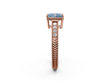 Rose gold Fancy Blue Radiant  Cut Milgrain Channel Set Engagement Ring with Solitaire Prong Setting_51