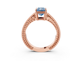 Rose gold Fancy Blue Radiant  Cut Milgrain Channel Set Engagement Ring with Solitaire Prong Setting_52