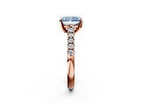 Rose gold Fancy Blue Radiant  Cut Pavé Band Solitaire Ring with Four-Prong Setting_27