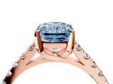 Rose gold Fancy Blue Radiant  Cut Pavé Band Solitaire Ring with Four-Prong Setting_29