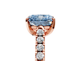 Rose gold Fancy Blue Radiant  Cut Pavé Band Solitaire Ring with Four-Prong Setting_30