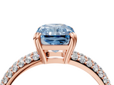 Rose gold Fancy Blue Radiant  Cut Pave Diamond Engagement Ring with Channel Set Band and Four-Prong Setting_24