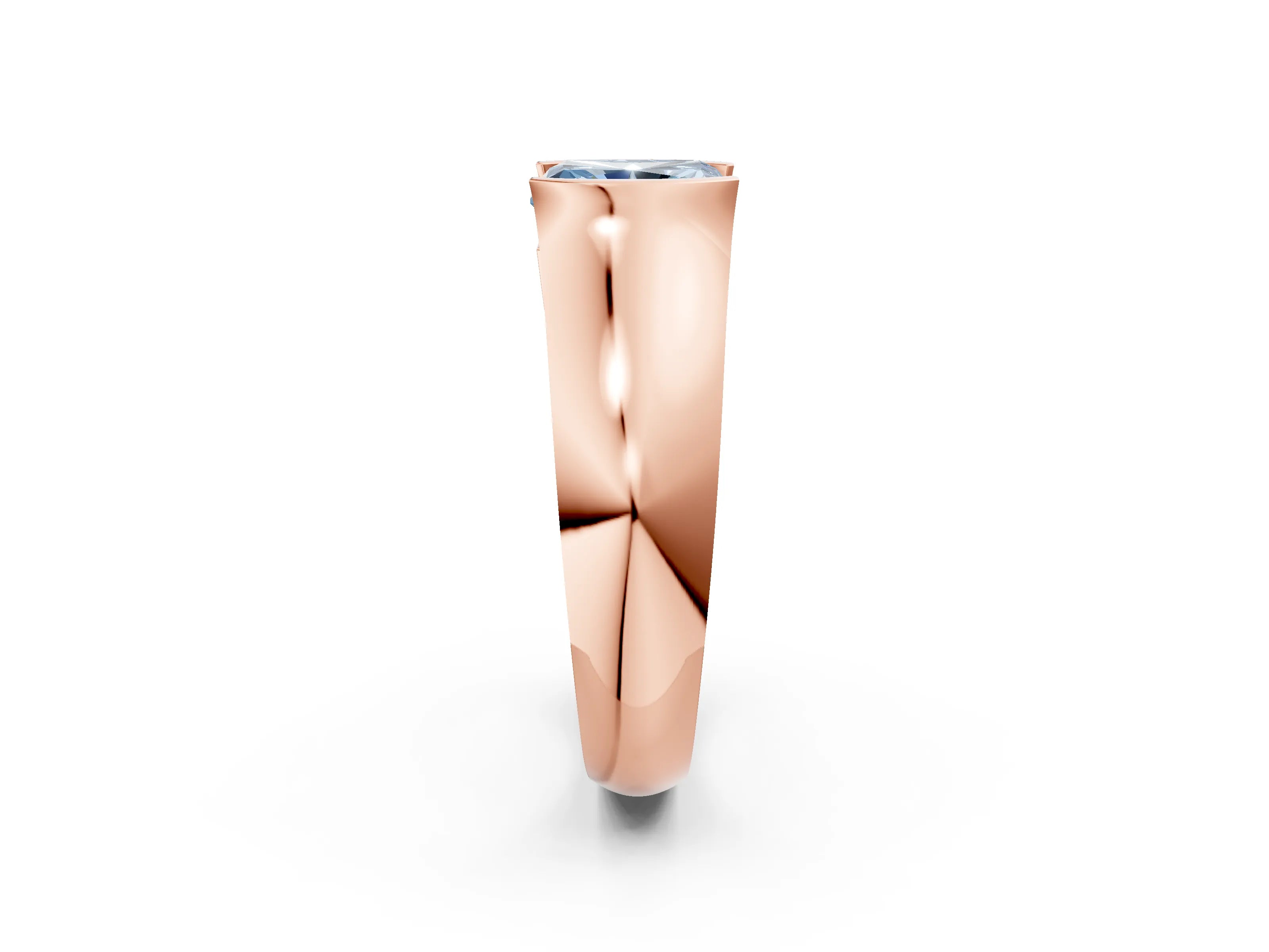 Rose gold Fancy Blue Radiant Cut Solitaire Bezel Set Diamond Ring with Wide Band_2