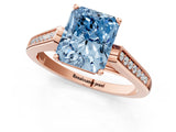 Rose gold Fancy Blue Radiant Cut Solitaire Cathedral Diamond Engagement Ring with Channel-Set Band and Four-Prong Setting_4