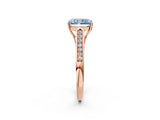 Rose gold Fancy Blue Radiant Cut Solitaire Cathedral Diamond Engagement Ring with Channel-Set Band and Four-Prong Setting_5