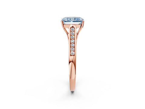 Rose gold Fancy Blue Radiant Cut Solitaire Cathedral Diamond Engagement Ring with Channel-Set Band and Four-Prong Setting_5