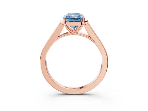 Rose gold Fancy Blue Radiant Cut Solitaire Cathedral Diamond Engagement Ring with Channel-Set Band and Four-Prong Setting_6