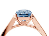Rose gold Fancy Blue Radiant Cut Solitaire Cathedral Diamond Engagement Ring with Channel-Set Band and Four-Prong Setting_7