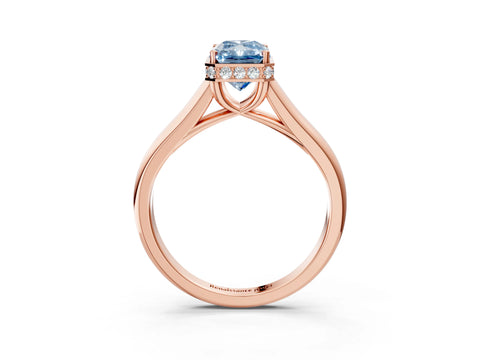 Rose gold Fancy Blue Radiant Cut Solitaire Diamond Engagement Ring with Four-Prong Setting and Tapered Band_3