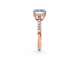 Rose gold Fancy Blue Radiant Cut Solitaire Diamond Engagement Ring with Pavé Band and Six-Prong Setting_14