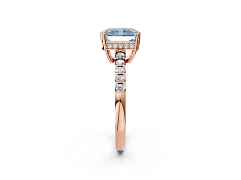 Rose gold Fancy Blue Radiant Cut Solitaire Diamond Engagement Ring with Pavé Band and Six-Prong Setting_14