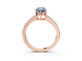 Rose gold Fancy Blue Radiant Cut Solitaire Diamond Engagement Ring with Pavé Band and Six-Prong Setting_15