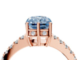 Rose gold Fancy Blue Radiant Cut Solitaire Diamond Engagement Ring with Pavé Band and Six-Prong Setting_16