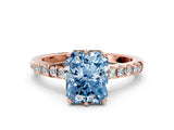 Rose gold Fancy Blue Radiant Cut Solitaire Diamond Engagement Ring with Pavé Band and Six-Prong Setting_24
