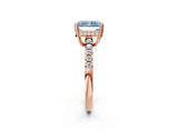 Rose gold Fancy Blue Radiant Cut Solitaire Diamond Engagement Ring with Pavé Band and Six-Prong Setting_26