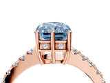Rose gold Fancy Blue Radiant Cut Solitaire Diamond Engagement Ring with Pavé Band and Six-Prong Setting_28