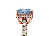 Rose gold Fancy Blue Radiant Cut Solitaire Diamond Engagement Ring with Pavé Band and Six-Prong Setting_29