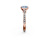 Rose gold Fancy Blue Radiant  Cut Solitaire Diamond Engagement Ring with Pave Band and Four-Prong Setting_150