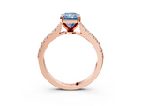 Rose gold Fancy Blue Radiant  Cut Solitaire Diamond Engagement Ring with Pave Band and Four-Prong Setting_151