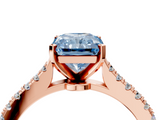 Rose gold Fancy Blue Radiant  Cut Solitaire Diamond Engagement Ring with Pave Band and Four-Prong Setting_152