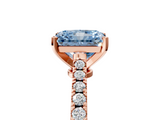 Rose gold Fancy Blue Radiant  Cut Solitaire Diamond Engagement Ring with Pave Band and Four-Prong Setting_153