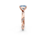 Rose gold Fancy Blue Radiant Cut Solitaire Diamond Engagement Ring with Twisted Pave Band and Four-Prong Setting_5