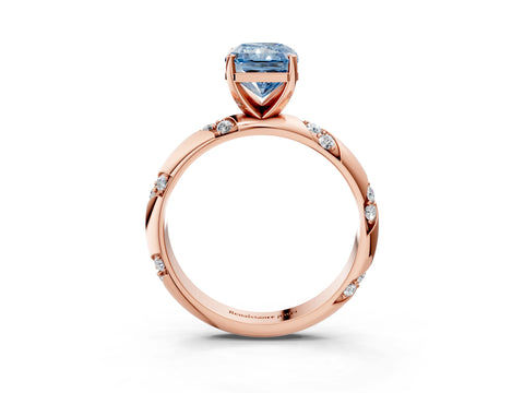 Rose gold Fancy Blue Radiant Cut Solitaire Diamond Engagement Ring with Twisted Pave Band and Four-Prong Setting_6