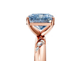 Rose gold Fancy Blue Radiant Cut Solitaire Diamond Engagement Ring with Twisted Pave Band and Four-Prong Setting_8