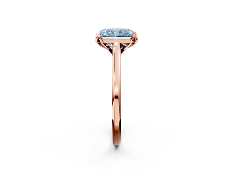 Rose gold Fancy Blue Radiant  Cut Solitaire Diamond Ring with Flower-Prong Setting and Classic Band_23