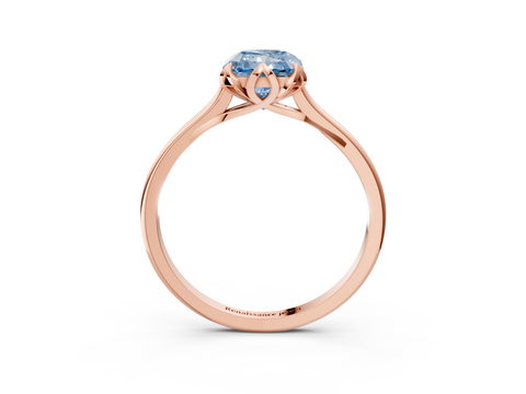 Rose gold Fancy Blue Radiant  Cut Solitaire Diamond Ring with Flower-Prong Setting and Classic Band_24