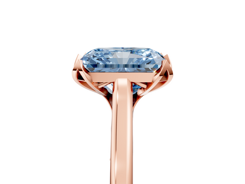 Rose gold Fancy Blue Radiant  Cut Solitaire Diamond Ring with Flower-Prong Setting and Classic Band_26