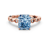 Rose gold Fancy Blue Radiant Cut Solitaire Diamond Ring with Infinity Twist Band and Four-Prong Setting_12
