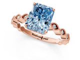 Rose gold Fancy Blue Radiant Cut Solitaire Diamond Ring with Infinity Twist Band and Four-Prong Setting_13