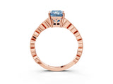 Rose gold Fancy Blue Radiant Cut Solitaire Diamond Ring with Infinity Twist Band and Four-Prong Setting_15
