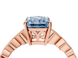 Rose gold Fancy Blue Radiant Cut Solitaire Diamond Ring with Infinity Twist Band and Four-Prong Setting_16