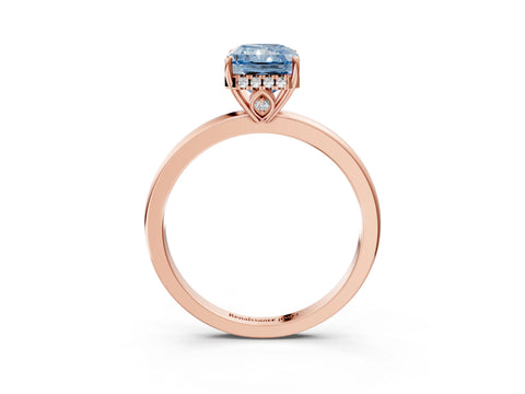 Rose gold Fancy Blue Radiant Cut Solitaire Diamond Ring with Prong Setting and Plain Band_3
