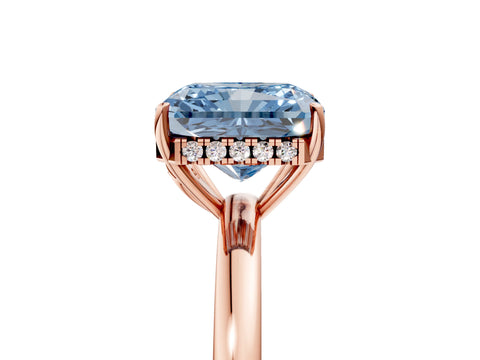 Rose gold Fancy Blue Radiant Cut Solitaire Diamond Ring with Prong Setting and Plain Band_5