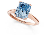 Rose gold Fancy Blue Radiant Cut Solitaire Diamond Ring with Six-Prong Setting and Classic Band_13