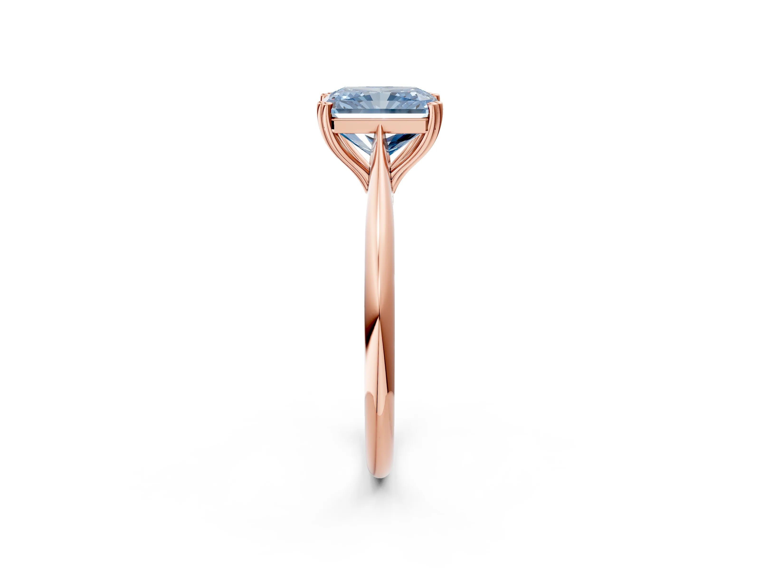 Rose gold Fancy Blue Radiant Cut Solitaire Diamond Ring with Six-Prong Setting and Classic Band_2
