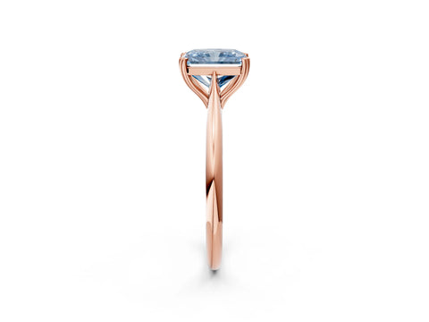 Rose gold Fancy Blue Radiant Cut Solitaire Diamond Ring with Six-Prong Setting and Classic Band_2