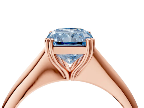Rose gold Fancy Blue Radiant Cut Solitaire Diamond Ring with Six-Prong Setting and Classic Band_4