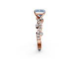 Rose gold Fancy Blue Radiant  Cut Solitaire Diamond Twisted Band with Pave Setting_44