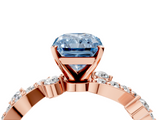 Rose gold Fancy Blue Radiant  Cut Solitaire Diamond Twisted Band with Pave Setting_46
