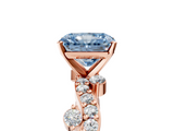 Rose gold Fancy Blue Radiant  Cut Solitaire Diamond Twisted Band with Pave Setting_47