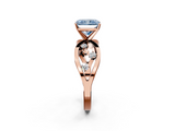 Rose gold Fancy Blue Radiant  Cut Solitaire Diamond with Side Stones on Criss-Cross Band and Four-Prong Setting_5